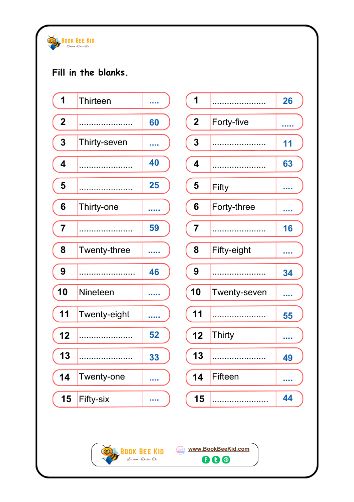 Fill in the blanks-grade 03 worksheet 3