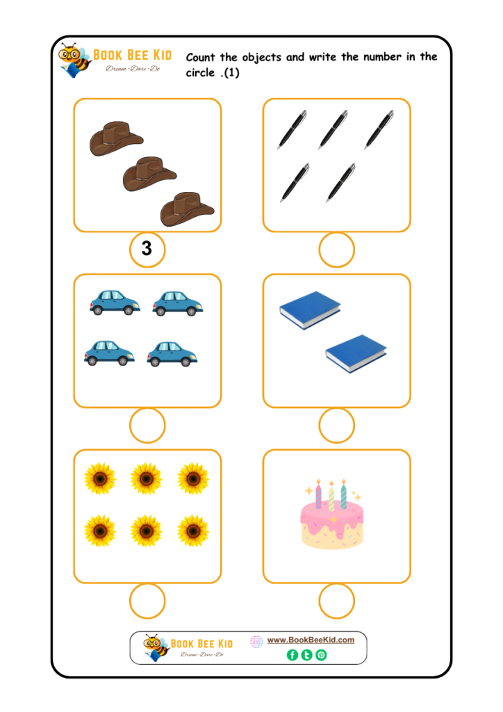 Counts the objects & write the number-kindergarten