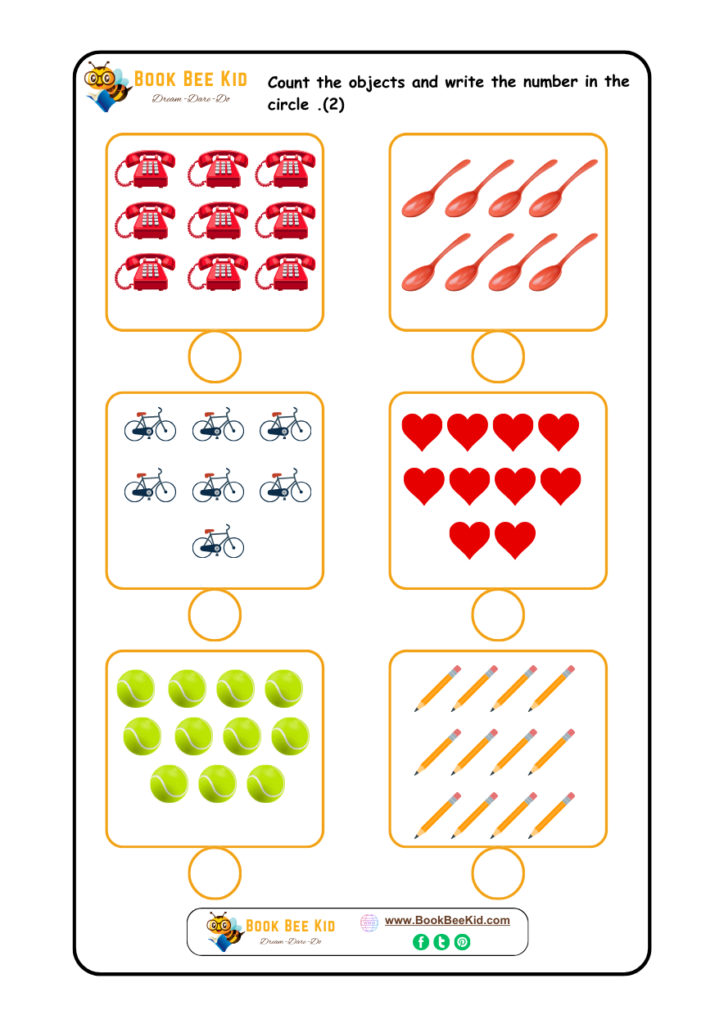 Counts the objects & write the number-kindergarten