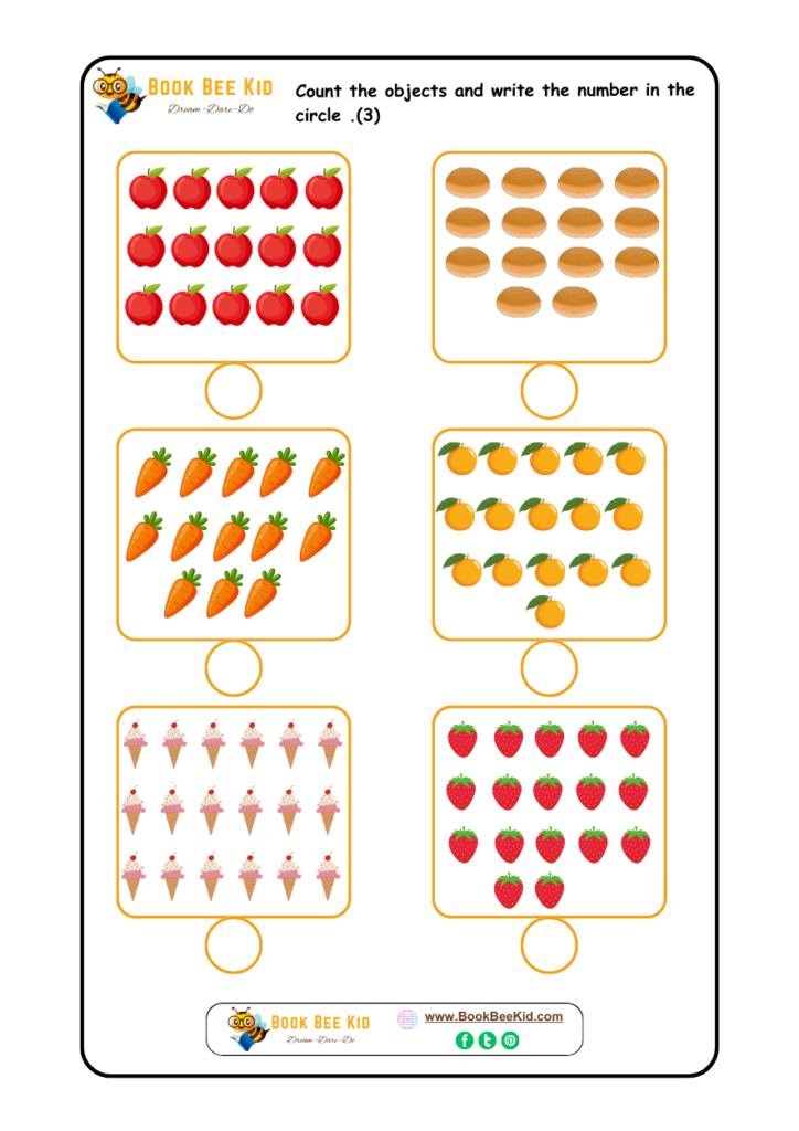 Counts the objects & write the number-kindergarten